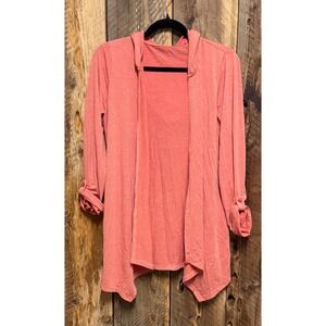 Coral Hooded Cardigan Womens S Open Front Beachy Minimalist Capsule Spring layer